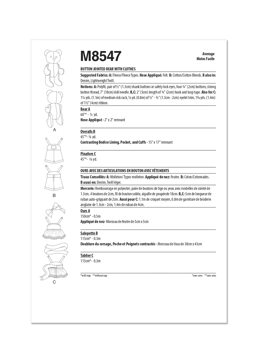 McCalls Schnittmuster M8547 Accessoires