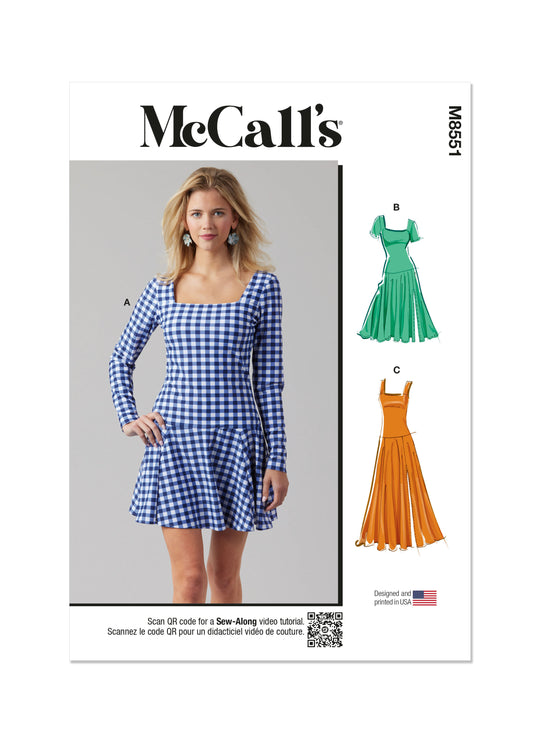 McCalls Schnittmuster M8551 Damen Strickkleid