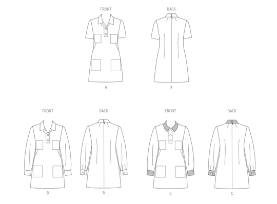 McCalls Schnittmuster M8552 Damen Kleid mit Ärmelvariationen