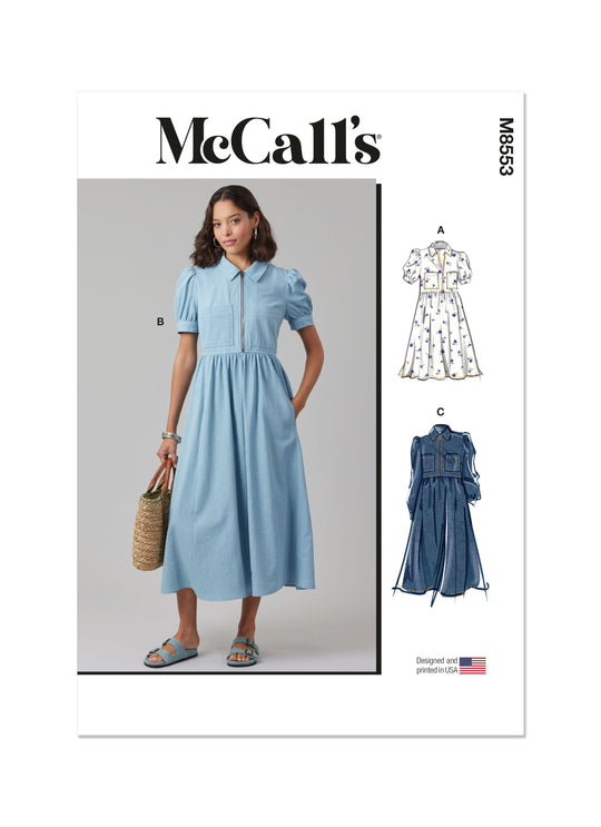 McCalls Schnittmuster M8553 Damen Kleid mit Ärmeln und verschiedenen Längen