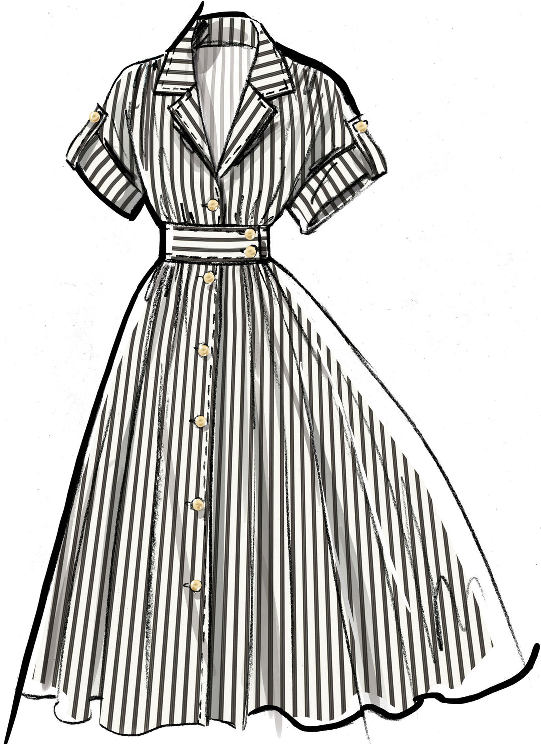 McCalls Schnittmuster M8556 Damen Shirtkleid in 3 Längen