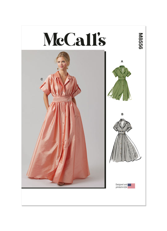 McCalls Schnittmuster M8556 Damen Shirtkleid in 3 Längen