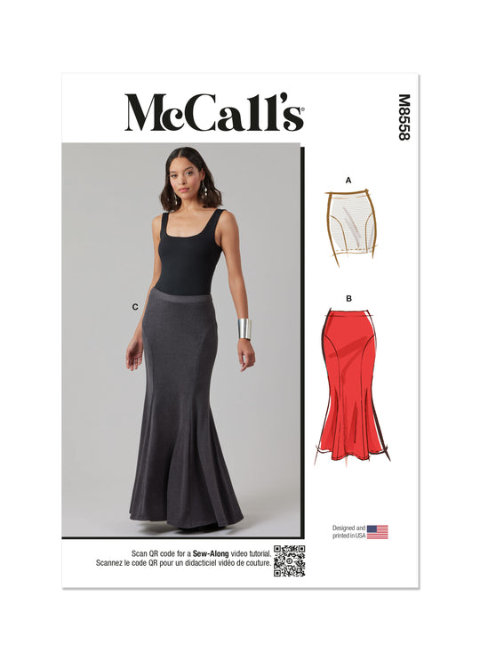 McCalls Schnittmuster M8558 Damen Strickrock in 3 Längen