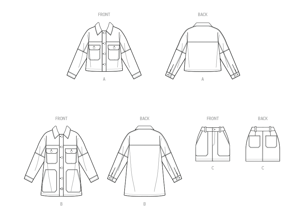 McCalls Schnittmuster M8561 Damen Jacke in zwei Längen und Rock