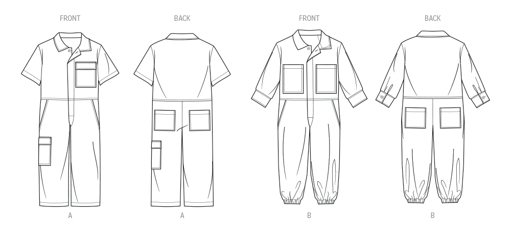 McCalls Schnittmuster M8567 Kinder Jumpsuit mit Ärmelvariationen