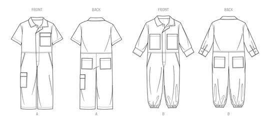 McCalls Schnittmuster M8567 Kinder Jumpsuit mit Ärmelvariationen