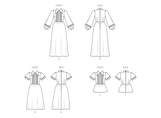 McCalls Schnittmuster M8569 Damen Kleid mit Ärmelvariationen und Oberteil von Laura Ashley