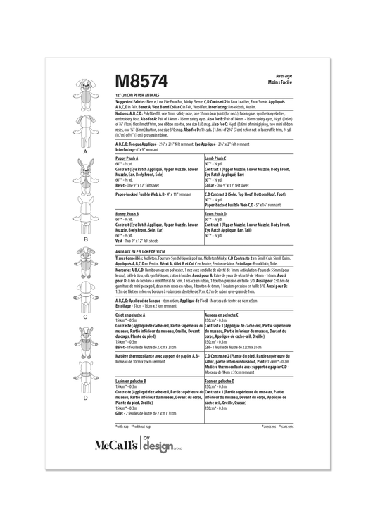 McCalls Schnittmuster M8574 Stofftiere von Carla Reiss