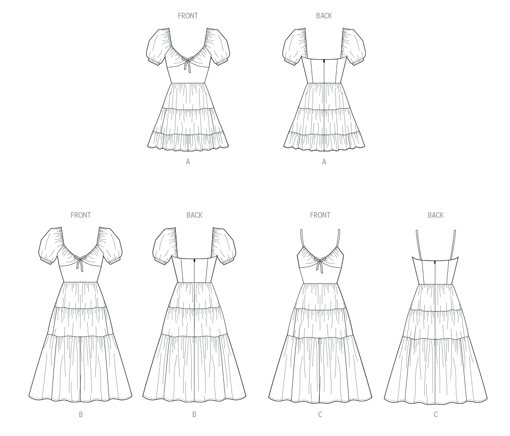 McCalls Schnittmuster M8575 Damen Kleid mit Ärmel- und Längenvariationen
