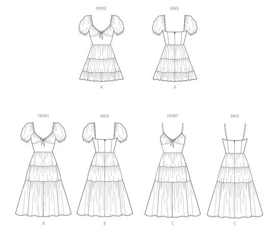 McCalls Schnittmuster M8575 Damen Kleid mit Ärmel- und Längenvariationen