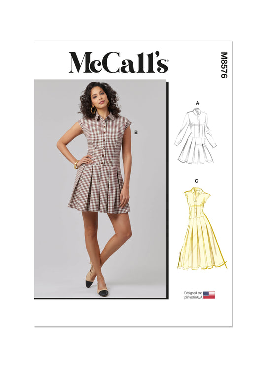 McCalls Schnittmuster M8576 Damen Kleid mit Ärmel- und Längenvariationen