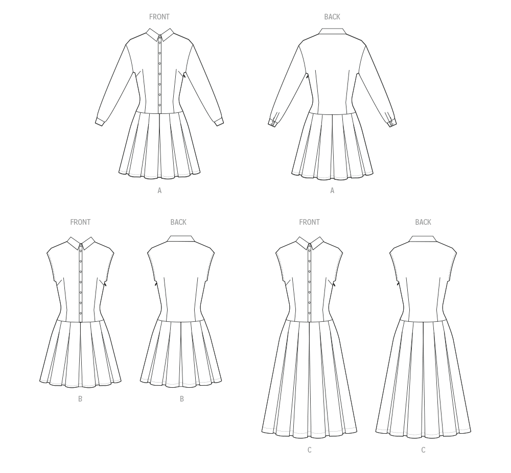 McCalls Schnittmuster M8576 Damen Kleid mit Ärmel- und Längenvariationen