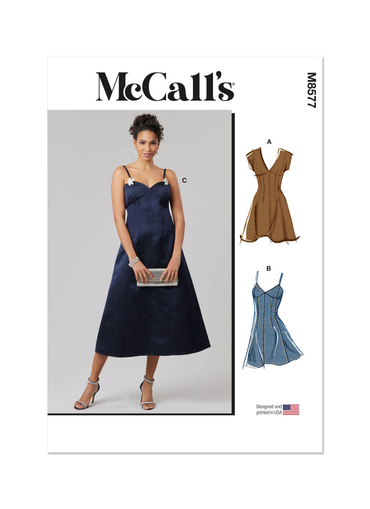 McCalls Schnittmuster M8577 Damen Kleid mit Ärmel- und Längenvariationen