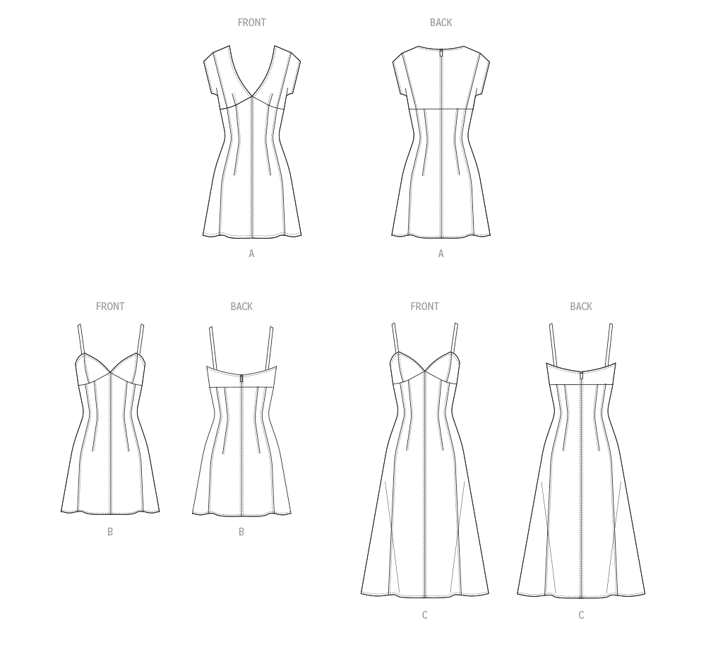 McCalls Schnittmuster M8577 Damen Kleid mit Ärmel- und Längenvariationen