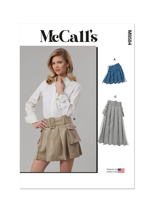 McCalls Schnittmuster M8584 Damen Rock in zwei Längen und Gürtel
