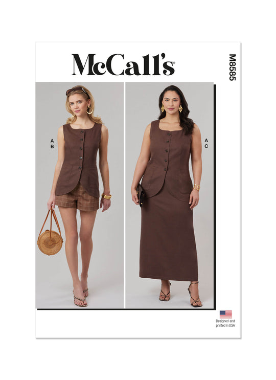 McCalls Schnittmuster M8585 Oberteil, Shorts und Rock für Damen und Herren mit Petite-Linien