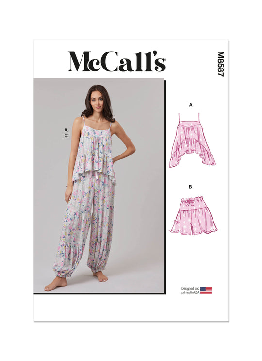 McCalls Schnittmuster M8587 Oberteil, Shorts und Hosen für Damen