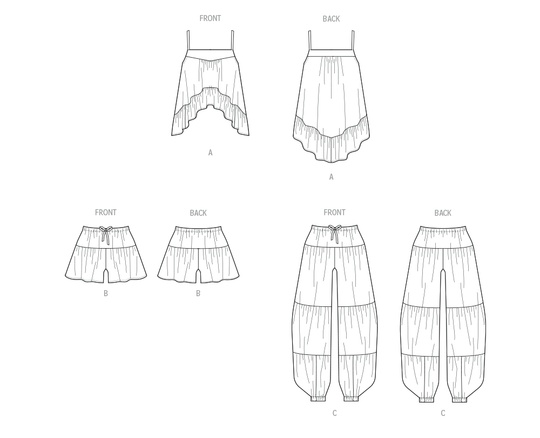 McCalls Schnittmuster M8587 Oberteil, Shorts und Hosen für Damen