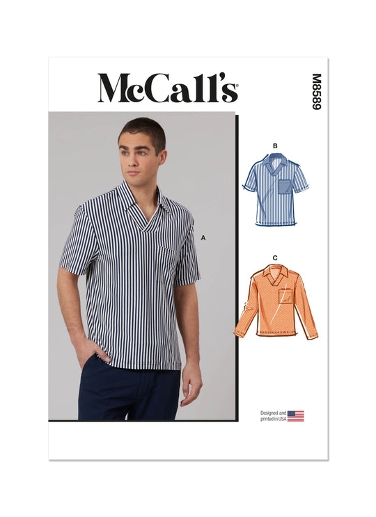 McCalls Schnittmuster M8589 Oberteil für Herren mit Ärmelvariationen