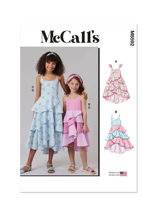 McCalls Schnittmuster M8592 Kinder- und Mädchenkleider und Stirnbänder