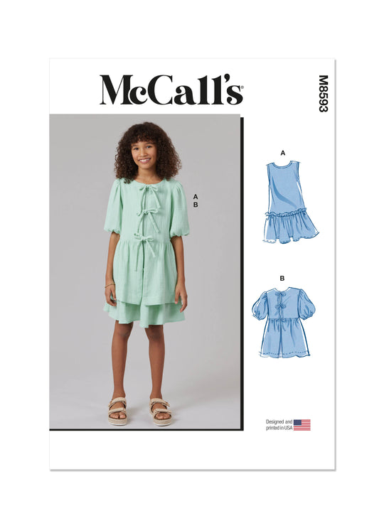 McCalls Schnittmuster M8593 Mädchenkleider und Tops