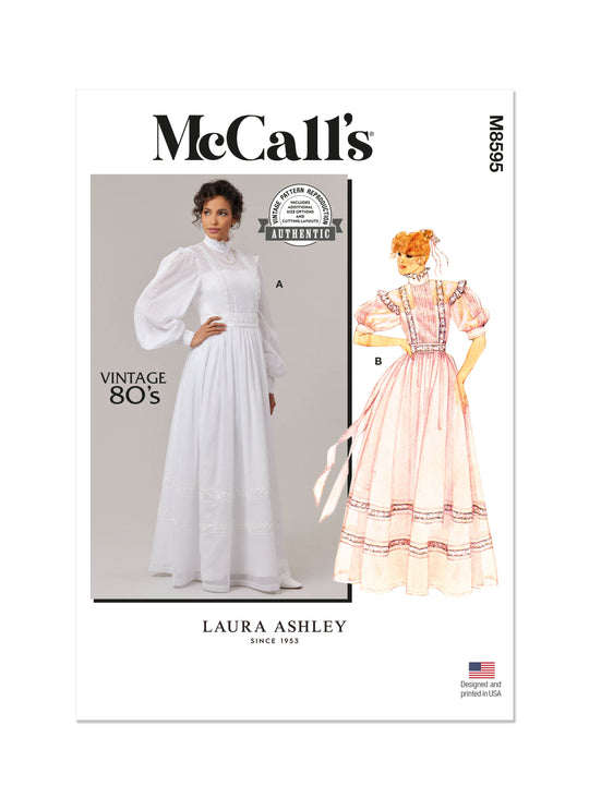 McCalls Schnittmuster M8595 Kleid, Slip und Schärpe für Damen von Laura Ashley