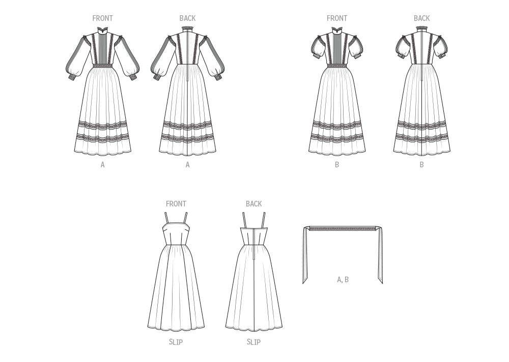 McCalls Schnittmuster M8595 Kleid, Slip und Schärpe für Damen von Laura Ashley