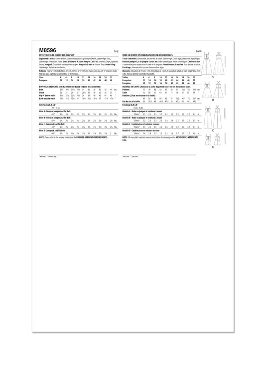 McCalls Schnittmuster M8596 Kleider oder Jumpsuit für Damen