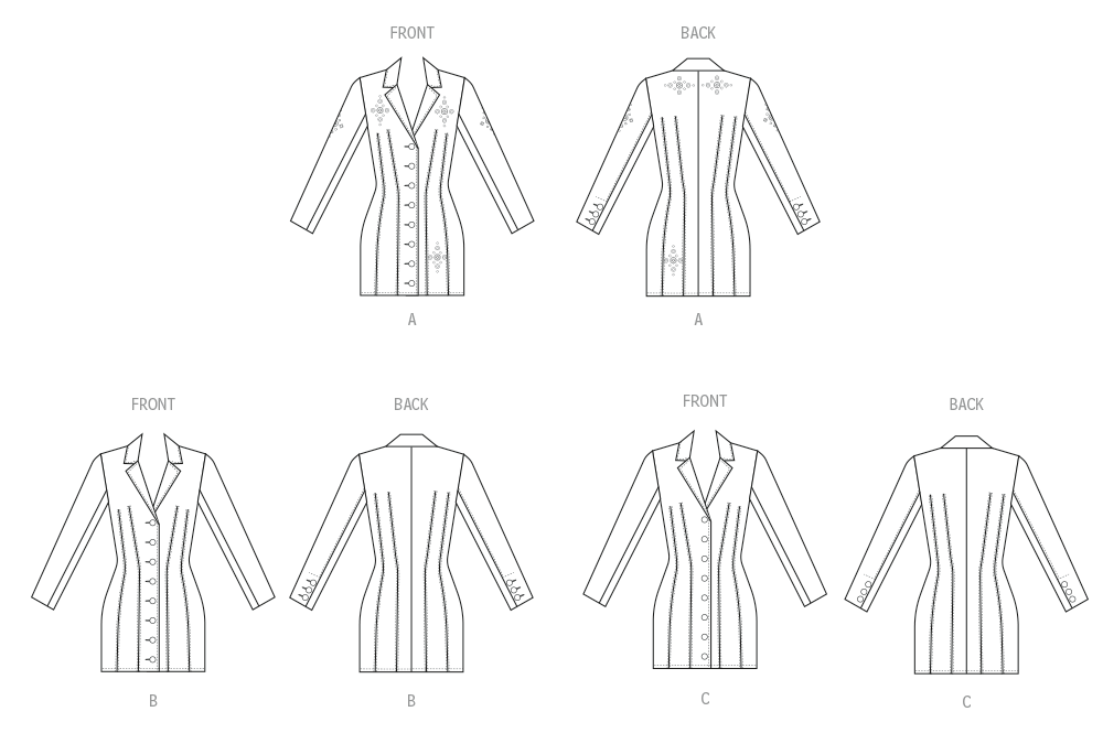 McCalls Schnittmuster M8601 Tailliertes Minikleid mit Knopfleiste für Damen