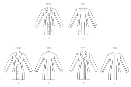 McCalls Schnittmuster M8601 Tailliertes Minikleid mit Knopfleiste für Damen