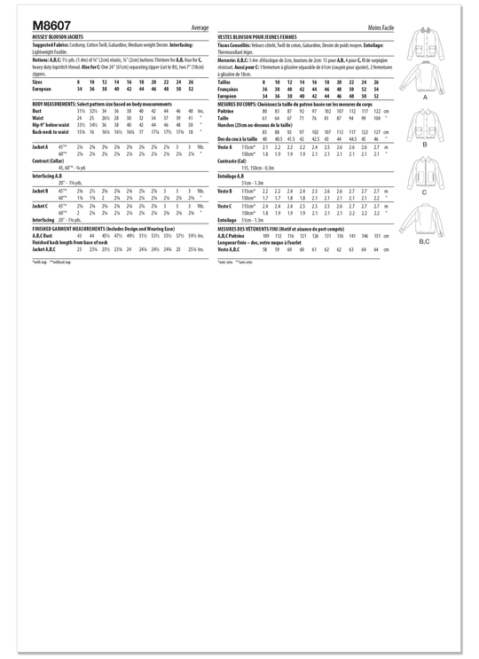 McCalls Schnittmuster M8607 Damenblousonjacken