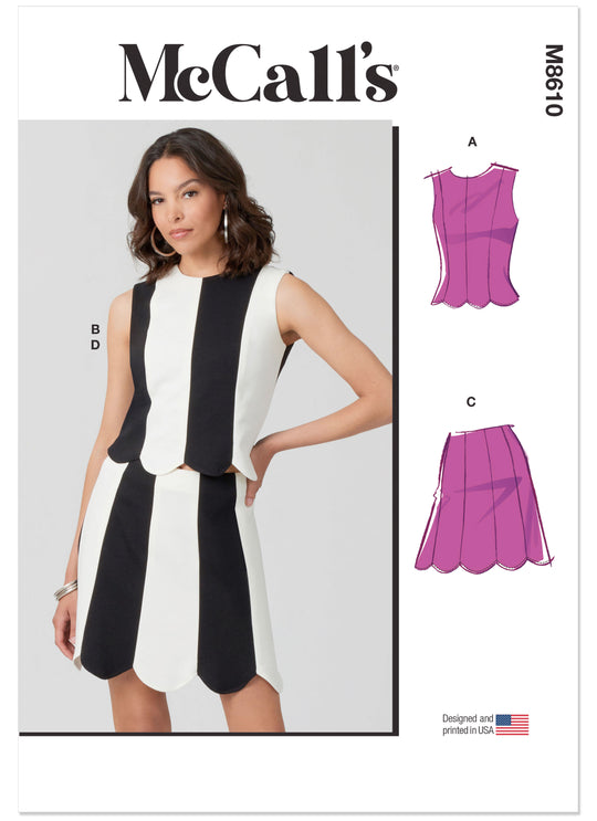 Figurschmeichelndes Damen-Set aus Jersey mit kontrastfarbenen Einsätzen – McCall’s M8610“