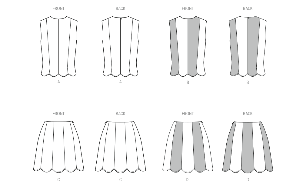 McCall’s Schnittmuster M8610 – Tailliertes Damen-Oberteil & Rock mit Wellen-Saum – modern, feminin & figurschmeichelnd