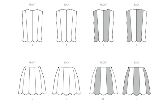 McCall’s Schnittmuster M8610 – Tailliertes Damen-Oberteil & Rock mit Wellen-Saum – modern, feminin & figurschmeichelnd