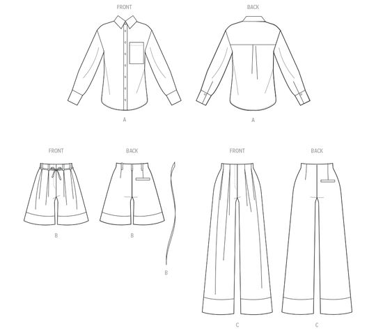McCall’s Schnittmuster M8611 – Damen-Hemd, Shorts & Hose – klassisch, modern & vielseitig