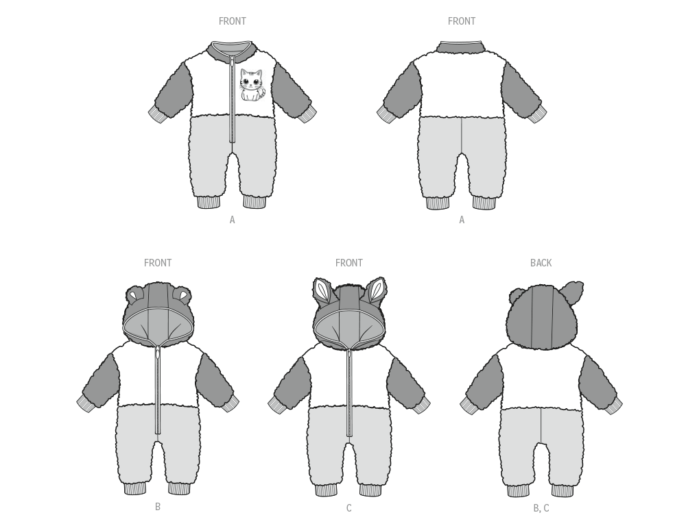 McCall’s Schnittmuster M8617 – Babystrampler mit Kapuze & süßen Ohren – gemütlich & kuschelig