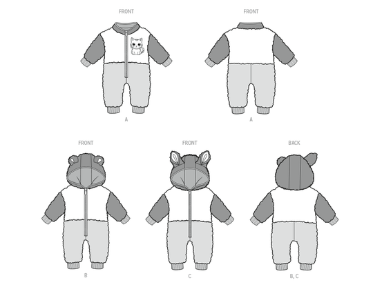 McCall’s Schnittmuster M8617 – Babystrampler mit Kapuze & süßen Ohren – gemütlich & kuschelig