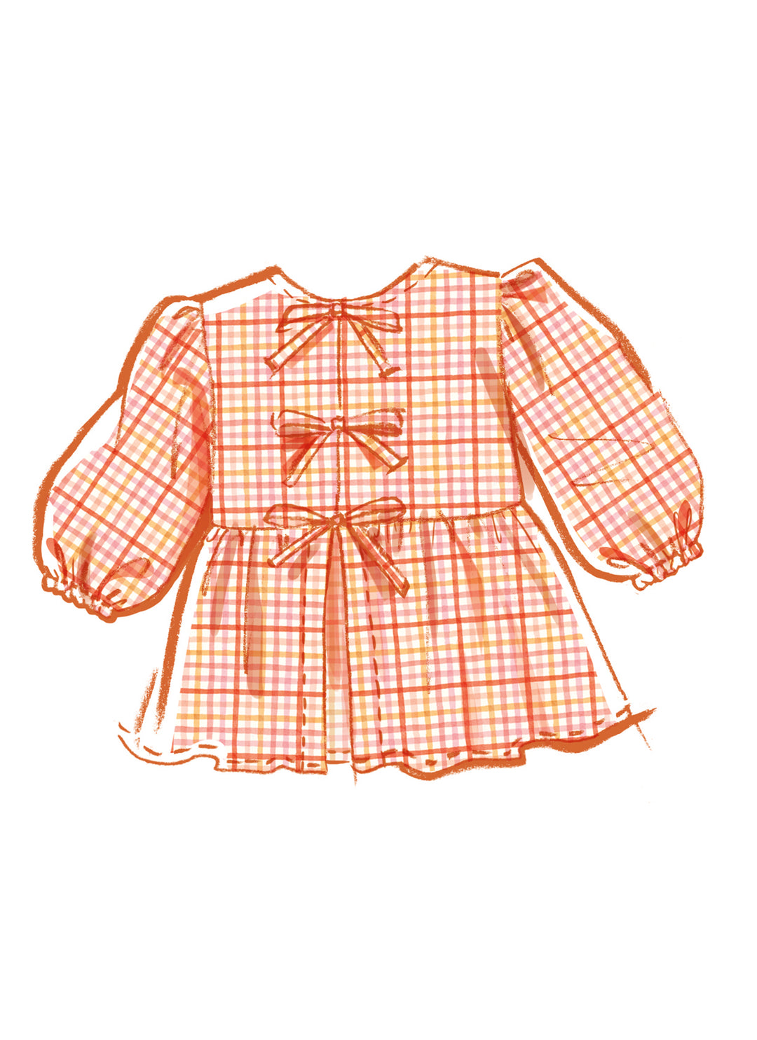 McCall’s Schnittmuster M8618 – Mädchen-Top, Kleid & Hose mit Puffärmeln, Schleifen & Gummizug