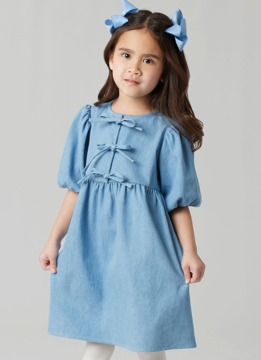 McCall’s Schnittmuster M8618 – Mädchen-Top, Kleid & Hose mit Puffärmeln, Schleifen & Gummizug