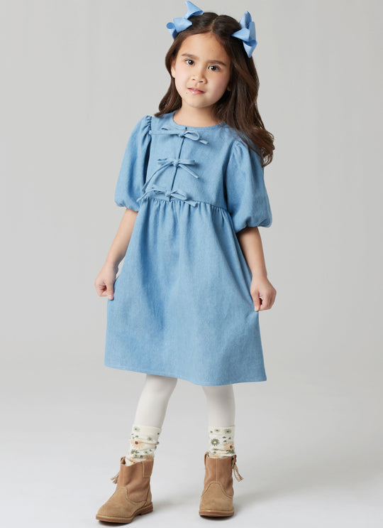 McCall’s Schnittmuster M8618 – Mädchen-Top, Kleid & Hose mit Puffärmeln, Schleifen & Gummizug