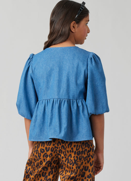 McCall’s Schnittmuster M8618 – Mädchen-Top, Kleid & Hose mit Puffärmeln, Schleifen & Gummizug