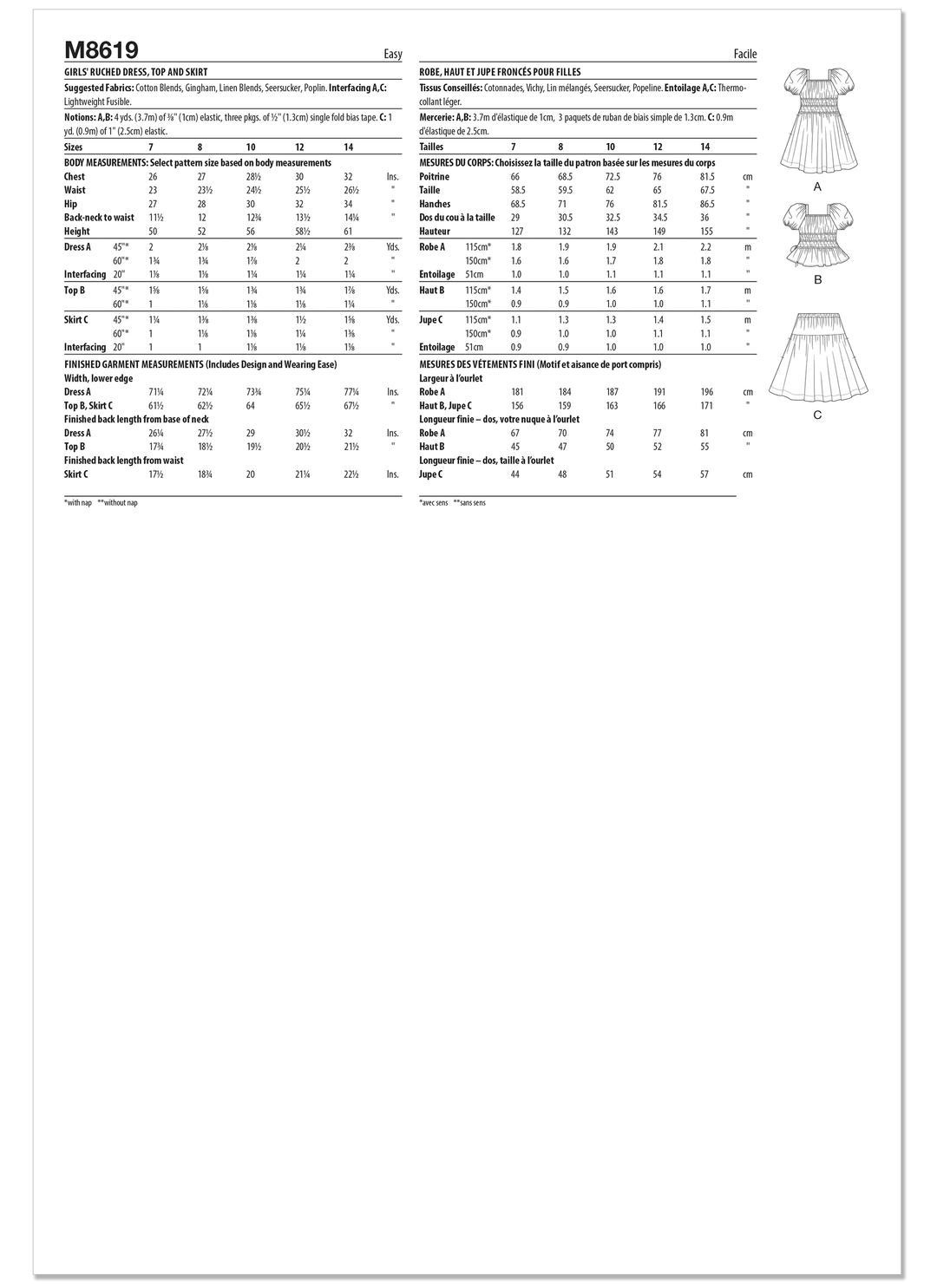 McCall’s Schnittmuster M8619 – Mädchenkleid mit Rüschen, Puffärmeln & Rock – verspieltes Vintage-Design