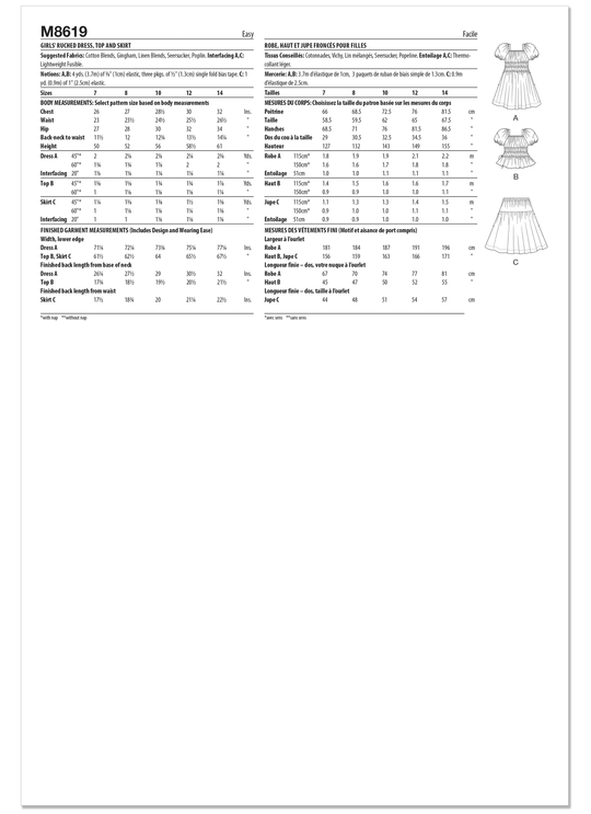 McCall’s Schnittmuster M8619 – Mädchenkleid mit Rüschen, Puffärmeln & Rock – verspieltes Vintage-Design