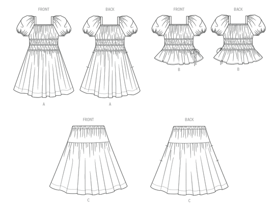 McCall’s Schnittmuster M8619 – Mädchenkleid mit Rüschen, Puffärmeln & Rock – verspieltes Vintage-Design