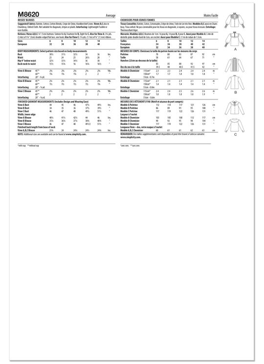 McCall’s Schnittmuster M8620 – Laura Ashley Damenblusen im romantischen 80’s Vintage-Stil mit Rüschen & Spitzenbesatz