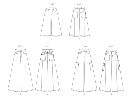 McCalls Schnittmuster M8630 – Damen Jeans mit weitem Bein in zwei Längen