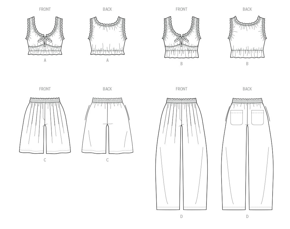 McCalls Schnittmuster M8634 – Damen Lounge-Top, Shorts & Hose