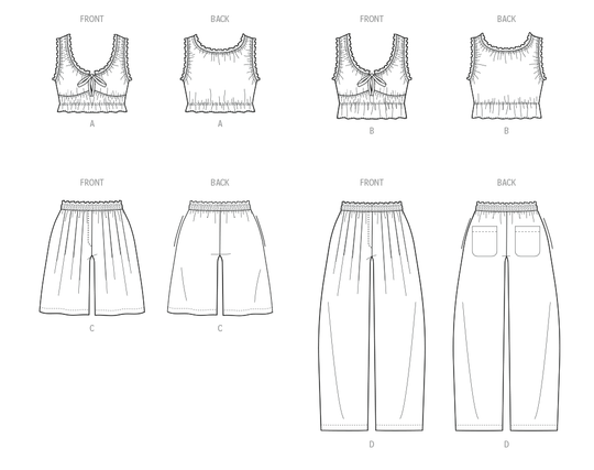 McCalls Schnittmuster M8634 – Damen Lounge-Top, Shorts & Hose