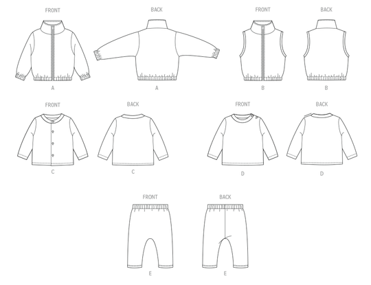 McCalls Schnittmuster M8640 – Babyjacke, Oberteil & Hose