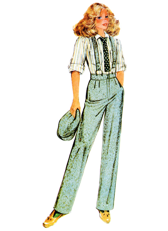 McCalls Vintage Schnittmuster M8645 – Damen Latzhose, Hose & Bluse 1970er Jahre